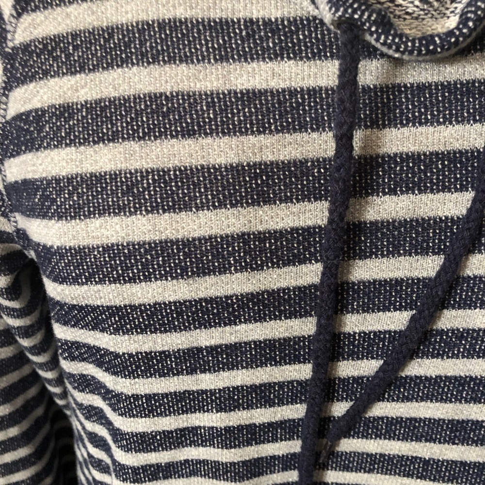 French Laundry Blue/Gray Striped Funnel Neck Top Size L - Picture 2 of 8